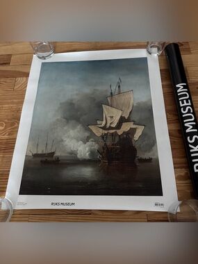 The Gun Salute by Willem van de Velde Rijksmuseum Poster Naval Print 19" x 23"